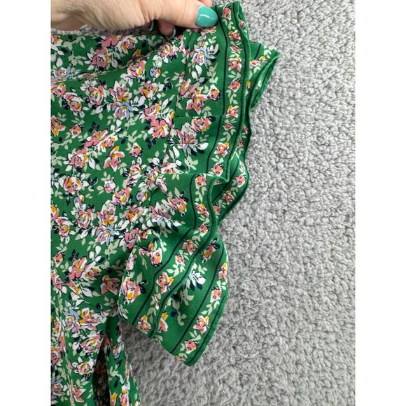 Max Studio Floral Blouse With Ruffle Bell Sleeve Green Size 1X - Picture 5 of 8